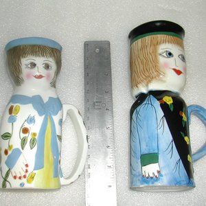 (2) SUSAN PALEY Handpainted Mugs DORIS DECAF/BELA CASA Ganz Retired/Collector